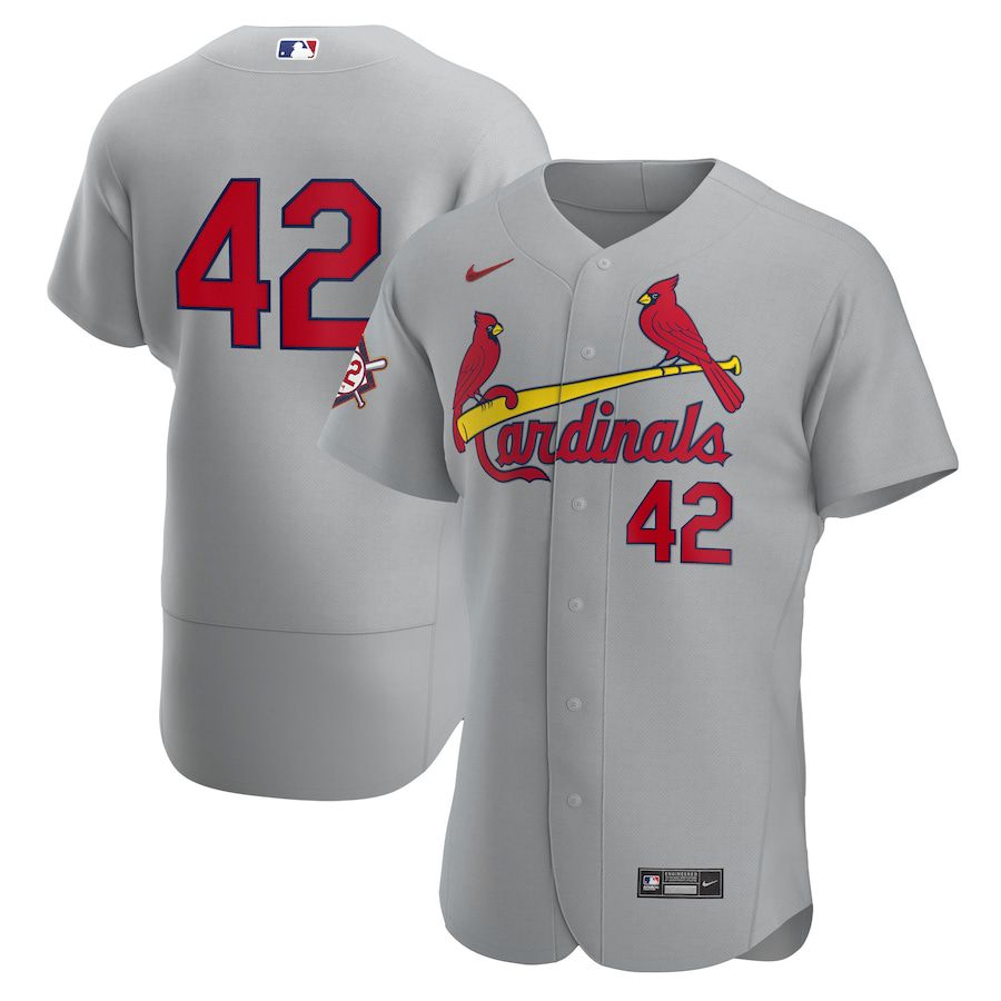 Mens St. Louis Cardinals #42 Nike Gray Road Jackie Robinson Day Authentic MLB Jerseys